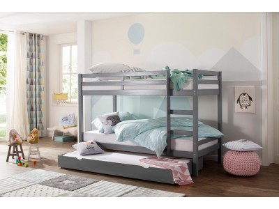 beliche de madeira cinza gris com cama auxiliar / coleção alpi